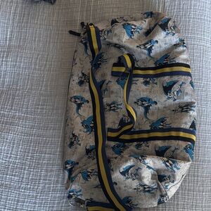 Pottery Barn Kids Batman Themed Duffel Bag with Blue and Yellow Stripes